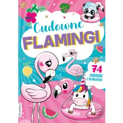 CUDOWNE FLAMINGI  (KOLOROWANKA Z NAKLEJKAMI I BROKATEM!!!)