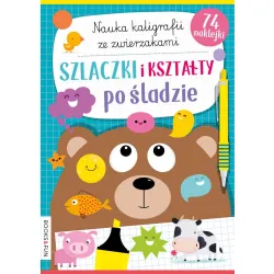 SZLACZKI, KSZTAŁTY, PO ŚLADZIE. NAUKA KALIGRAFII  ZE ZWIERZAKAMI   Z NAKLEJKAMI