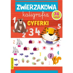 ZWIERZAKOWA KALIGRAFIA CYFERKI  Z NAKLEJKAMI