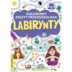 KOLOROWY ZESZYT PRZEDSZKOLAKA  LABIRYNTY Z NAKLEJKAMI