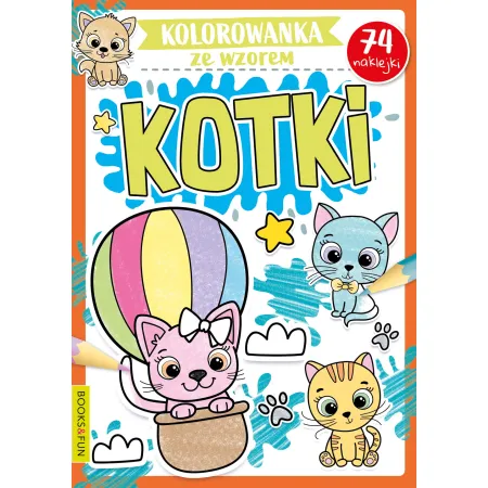 KOLOROWANKA  ZE WZOREM KOTKI Z NAKLEJKAM