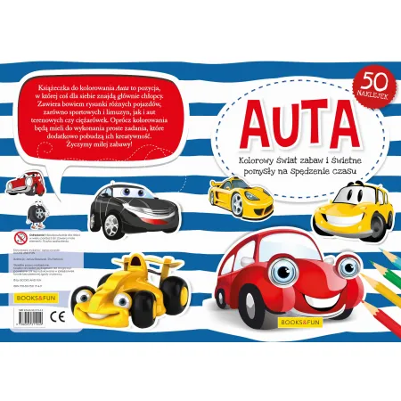 AUTA( KOLOROWANKA Z NAKLEJKAMI) - KOLOROWY ŚWIAT ZABAW I ŚWIETNE POMYSŁY NA SPĘDZANIE CZASU