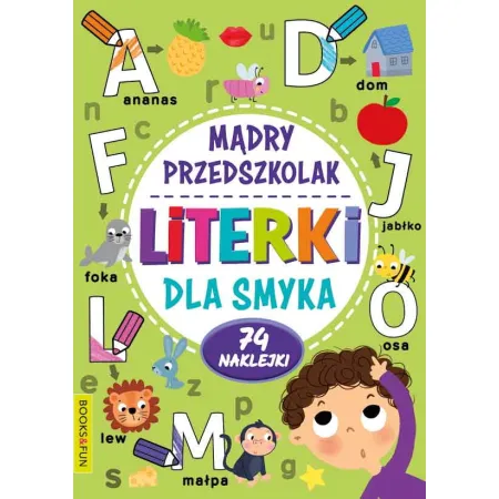 MĄDRY PRZDSZKOLAK LITERKI DLA SMYKA   Z NAKLEJKAMI