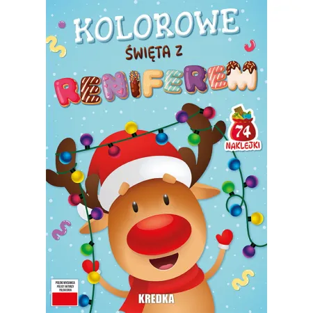 KOLOROWE ŚWIĘTA Z RENIFEREM Z NAKLEJKAMI